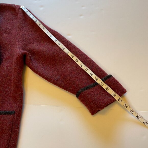 LL Bean Blazer Jacket Burgundy Button-Up Cardigan Wool Made In Austria VTG - Picture 14 of 15